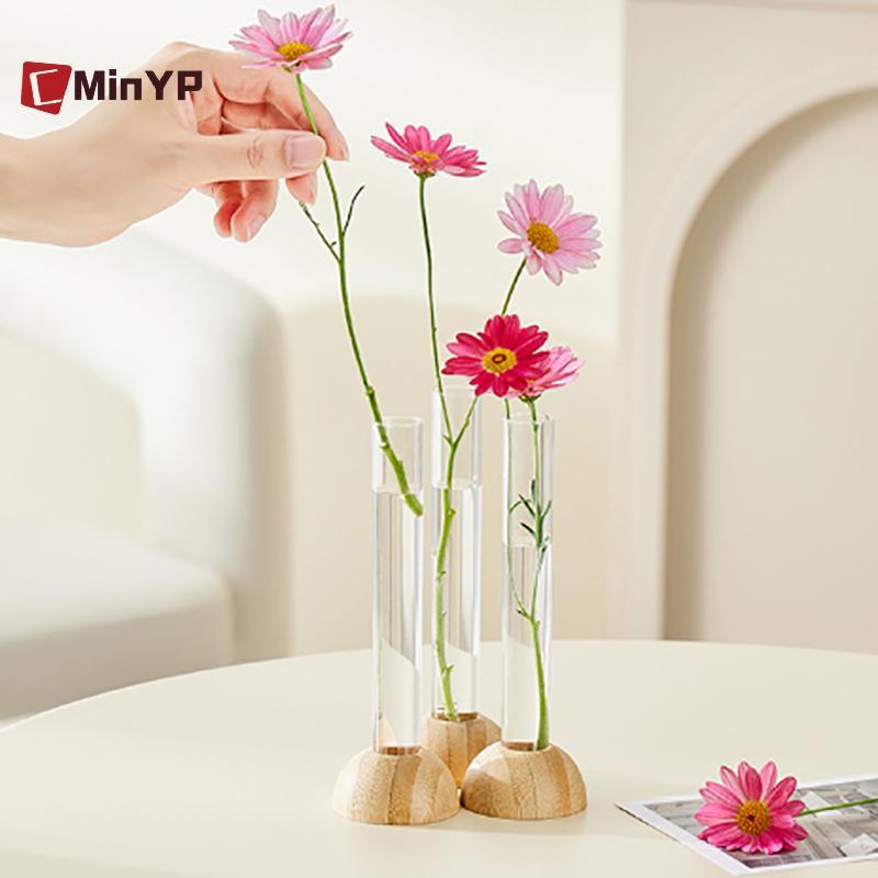 CMinYP Sáng Tạo Phong Cách Bắc Âu Tròn Thủy Tinh Pha Lê Bình Tròn Bằng Gỗ Nghệ Thuật Thủy Canh Xanh Hoa Sen Đồ Trang Trí Bình Thủy Tinh Để Bàn Trang Trí Vinh Quang