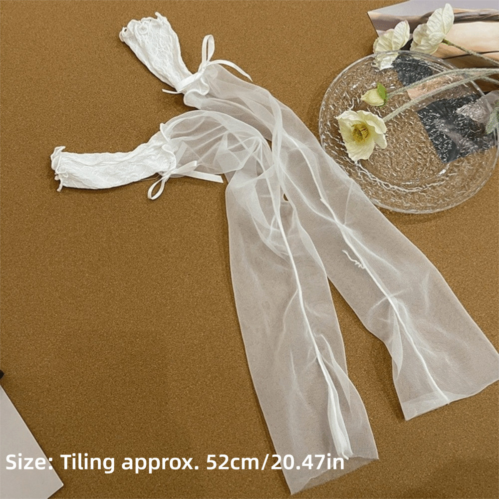 Găng Tay Lưới Không Ngón FEDAOG - Ren Nơ, Sheer Tulle, Phong Cách Gothic Chống Nắng