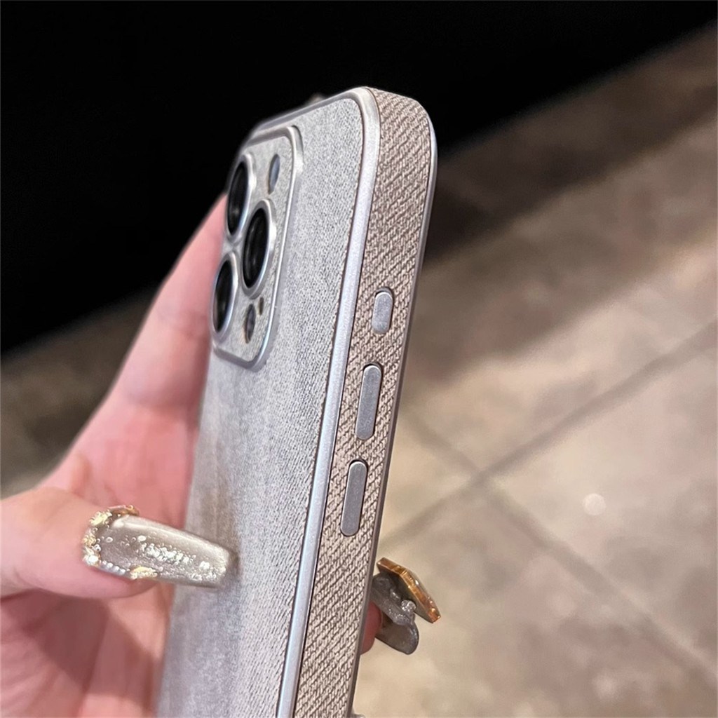 Ốp Điện Thoại Họa Tiết Vải Denim Cho IPhone 15 Pro Max 11 12 13 14 Pro Max Vỏ Mềm Bảo Vệ Camera Vỏ Chống Sốc