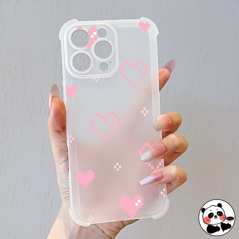 Ốp Điện Thoại Sương Mù Băng Cho Redmi K90 Pro Max 15 15C Note 15 Pro Plus 5G 4G Vỏ Pixel Dễ Thương Trái Tim Tình Yêu Hoạt Hình Mette Màu Kẹo Chống Sốc Mềm Mờ Vỏ