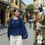 Áo sơ mi nơ cổ tay bồng rộng thân bo ôm eo lưng chun chất vải đũi sang trọng hai màu hot thời trang SMH9766