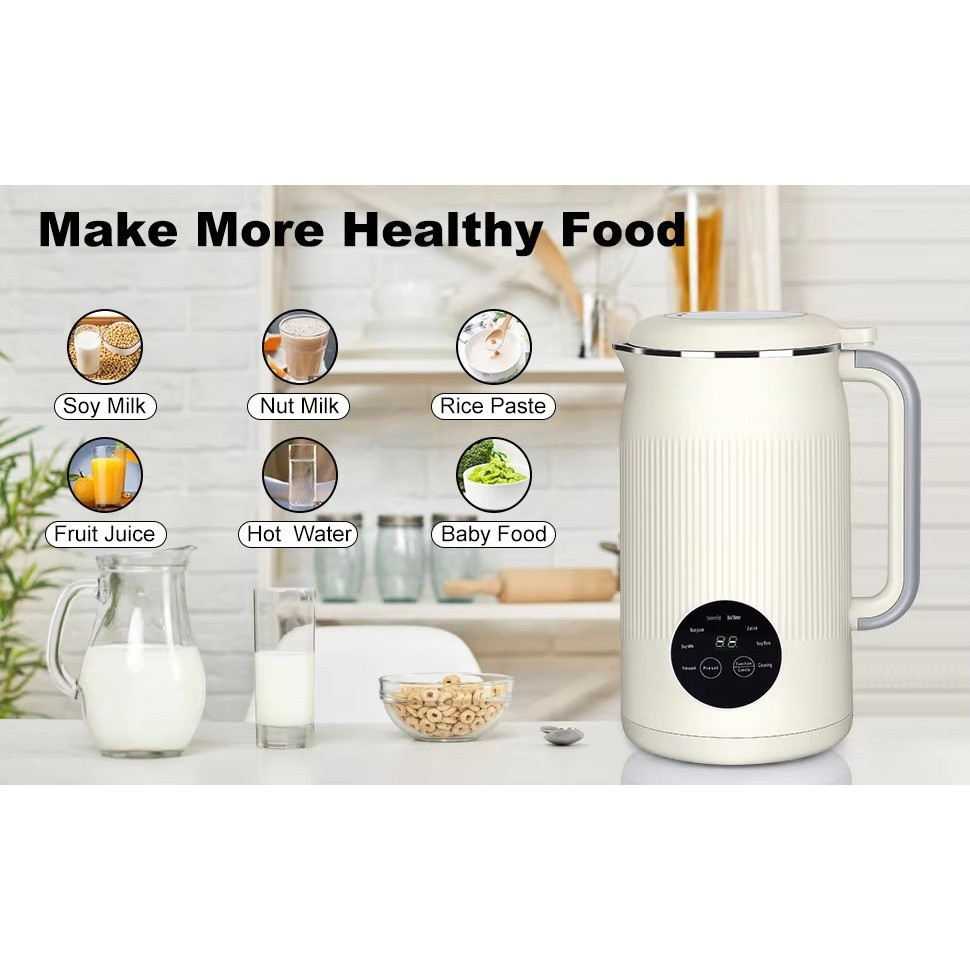 Máy Làm Sữa Hạt Đa Năng 8 Chế Độ Nấu Hẹn Giờ Thông Minh 12 Giờ Inox 304  Màu Trắng Tím Chống Trào, Độ Ồn Thấp