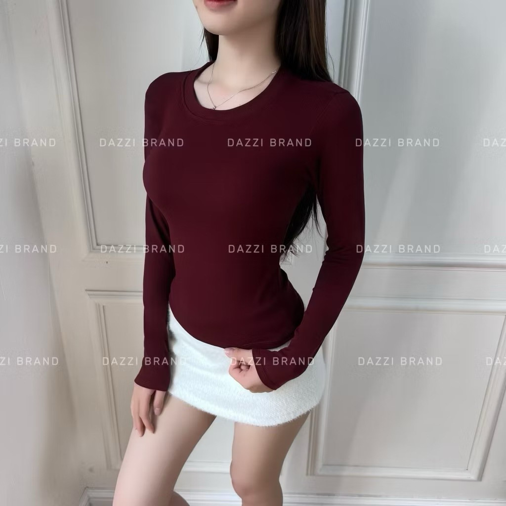 Áo thun nữ tay dài form ôm vải cotton lụa mềm mịn co dãn M288855