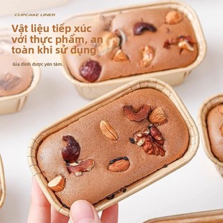 💦[Cửa hàng] Cốc và khay giấy chống dầu mỡ hình chữ nhật chịu nhiệt độ cao, cốc và khay giấy cho bánh cupcake, thích hợp để nướng, 50 miếng/bộ TQYO