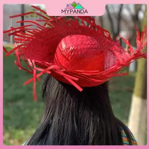 Mũ đi biển MYPANDA unisex dệt từ rơm có vành rách, chống nắng cho du lịch và bể bơi