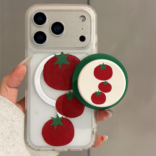 Ốp điện thoại họa tiết cà chua có giá đỡ tương thích với iPhone 11 12 Pro 13 Pro Max 15 Pro Max 14 16 Pro 16 Plus 17 Air 17 Pro 17 Pro Max