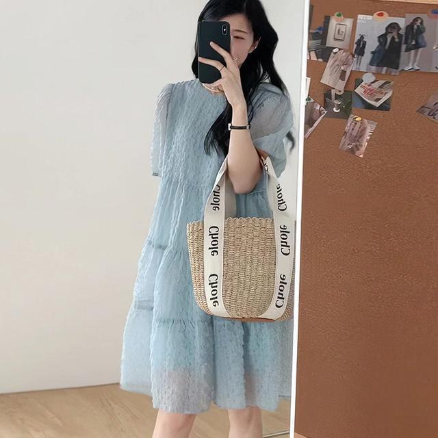 Đầm midi cỡ lớn dành cho nữ, thời trang mùa hè, váy voan dáng rộng, dài vừa phải, thanh lịch, giúp tôn dáng cho nữ.