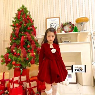 D12-[tomnaukids] Set đầm kèm khoác bé gái diện Noel Tết cực xinh - Size 10-30Kg
