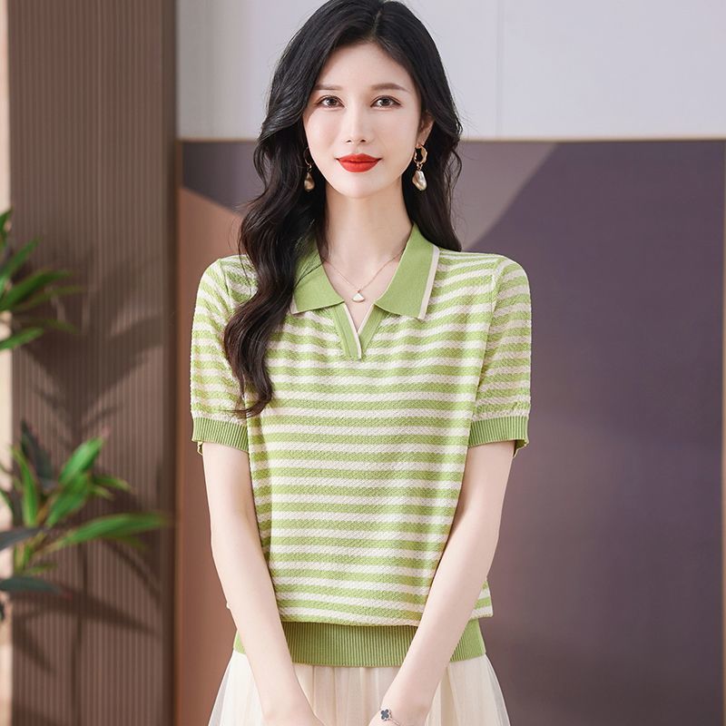 Mẹ mặc áo thun sọc tencel thoáng khí, phong cách mới và ôm dáng, thời trang mùa hè
