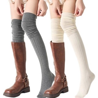 Phụ nữ tất dài đến đầu gối, ấm áp và thoải mái, kiểu dáng boot cao cổ từ chất liệu cotton mềm mại Nhật Bản.