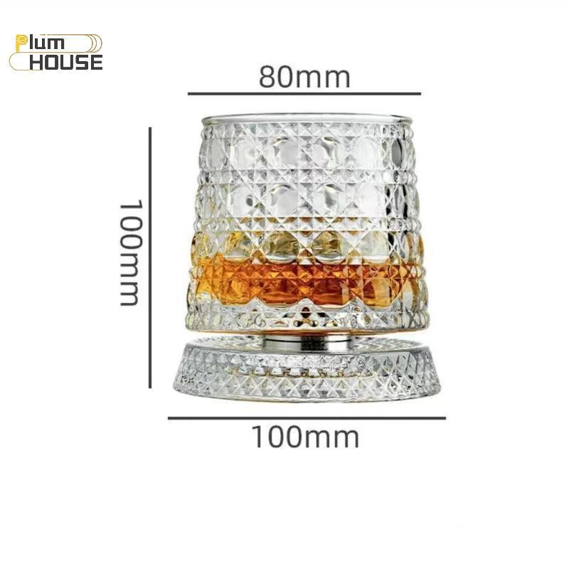 PlumHOUSE 2026 Mới Whisky Kính Xoay Whisky Có Đế Thủy Tinh Xoay 360 Độ Pha Lê Rum Kính Cho Tiệc Cotail Uống VN