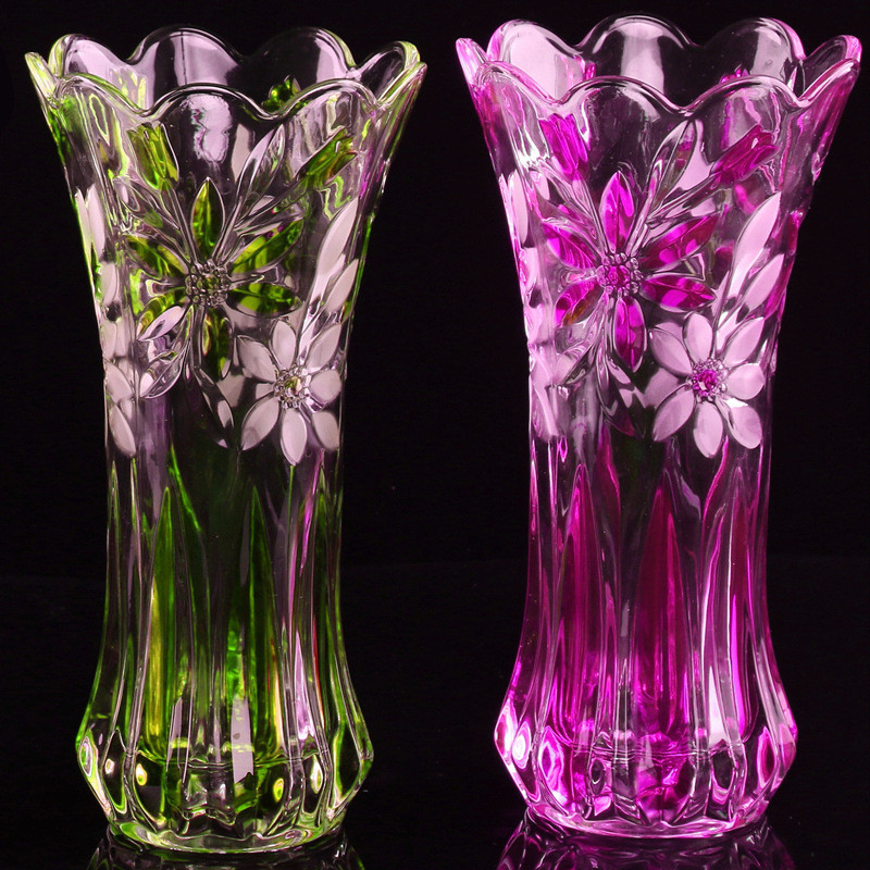 Retro Bình Pha Lê Thủy Tinh Màu Trong Suốt Dày Hộ Gia Đình Giống Nước Tài Lộc Tre Chèn Hoa Hồng Lily Hộ Gia Đình Phòng Khách IQGR