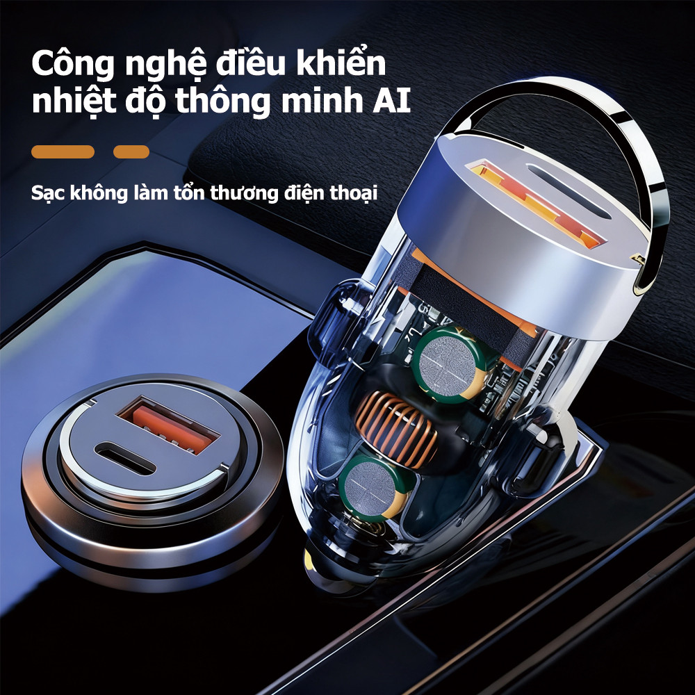 Bộ sạc xe hơi loại-120W sạc siêu nhanh vô hình sạc xe hơi ẩn mini tab kéo sạc xe hơi Bộ sạc điện thoại di động QC3.0