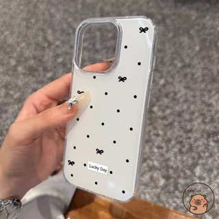 Tương Thích Cho iPhone 17 Air 16 15 14 13 12 11 Pro Max XR XS Max X 8 7 6 6s Plus SE 2020 Vỏ Điện Thoại Đơn Giản Màu Trắng Thanh Lịch Đen Chấm Bi Nơ Nơ May Mắn Dễ Thương Vỏ
