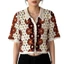 Áo sơ mi nữ thêu hoa và móc ren tay ngắn, thiết kếcrop trendy