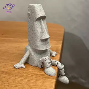 HFTOY 3D In Hình Tượng Moai Đảo Phục Sinh Moai Trang Trí Với Khớp Di Động Sưu Tập Tượng Trang Trí Bàn Làm Việc Tại Nhà Quà Tặng Tiệc ~