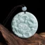 Mặt dây chuyền sáp Jadeite cao cấp với họa tiết hoa peony và chim hót, phù hợp unisex