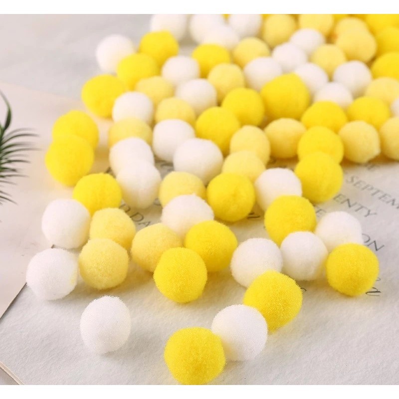 [HỎA TỐC HCM][SET 100] Quả Pom Pom Mix Màu Loại 1-2cm, Pom Pom Lông Nhiều Màu, Pom pom trang trí cây thông, LÀM handmade