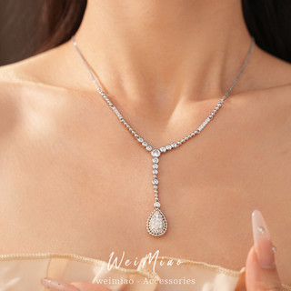 Châu Âu Mỹ ins Phong Cách Mới Kim Cương Giọt Nước Vòng Cổ Nữ