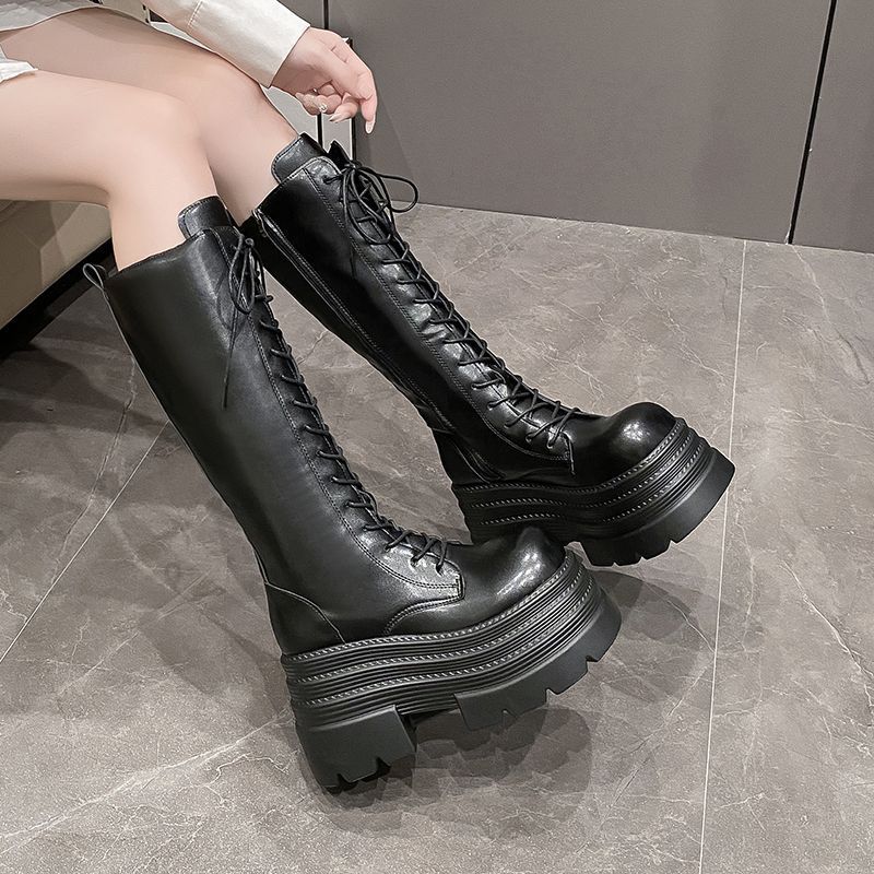 10cm Nhưng Giày Bốt Dài Đến Đầu Gối Giày Nữ Mùa Thu 2024 Phong Cách Mới Đế Dày Cao Đùi Chu Vi Chân Dài Hiệp Sĩ