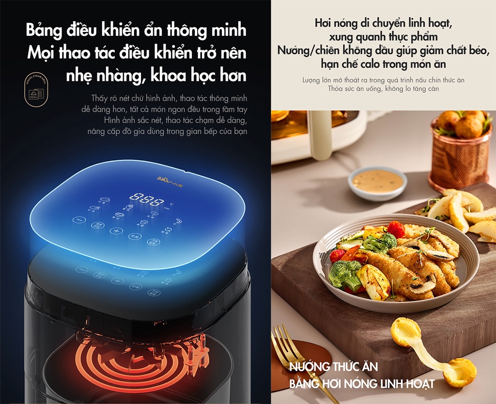Thông số kỹ thuật nồi chiên không dầu Bear QZG-F15E3