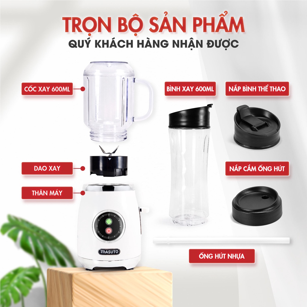 Mô tả Máy Xay Sinh Tố Đa Năng Masuto Blender Chuyên Say Các Món Healthy Eat Clean Mua 1 Tặng 1 - 2