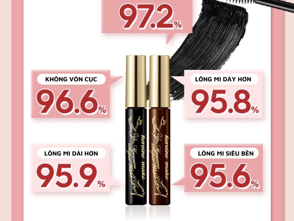 Mô tả Chuốt Mi Mascara Kissme Siêu Bền Giúp Nâng Cong Và Dày Rậm Mi Tối Đa Kissme Heroine Mascara WP 6G Mi dài hơn 5mm - 3