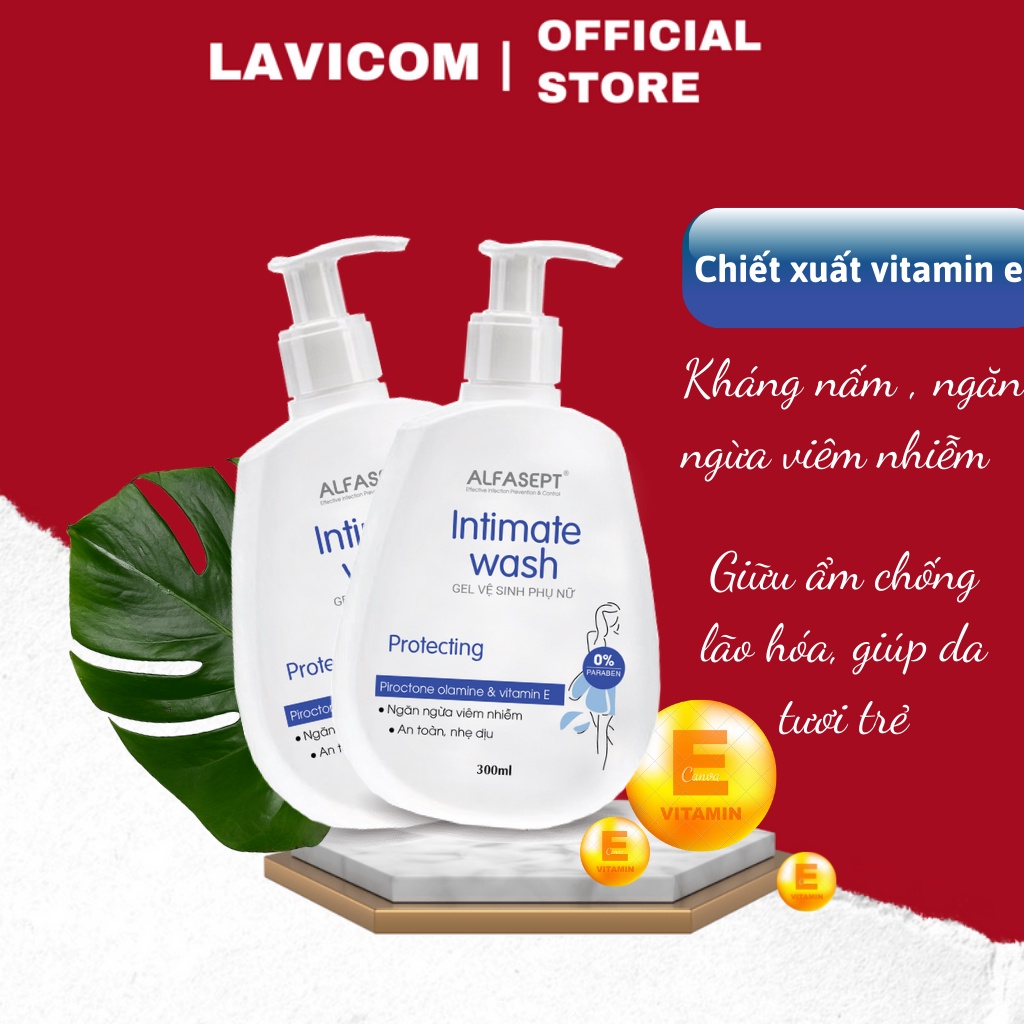 Mô tả Dung dịch vệ sinh phụ nữ ALFASEPT INTIMATE WASH Protecting 300ml - Chiết xuất vitamin E ngăn nấm dưỡng ẩm trẻ hóa làn da - 1