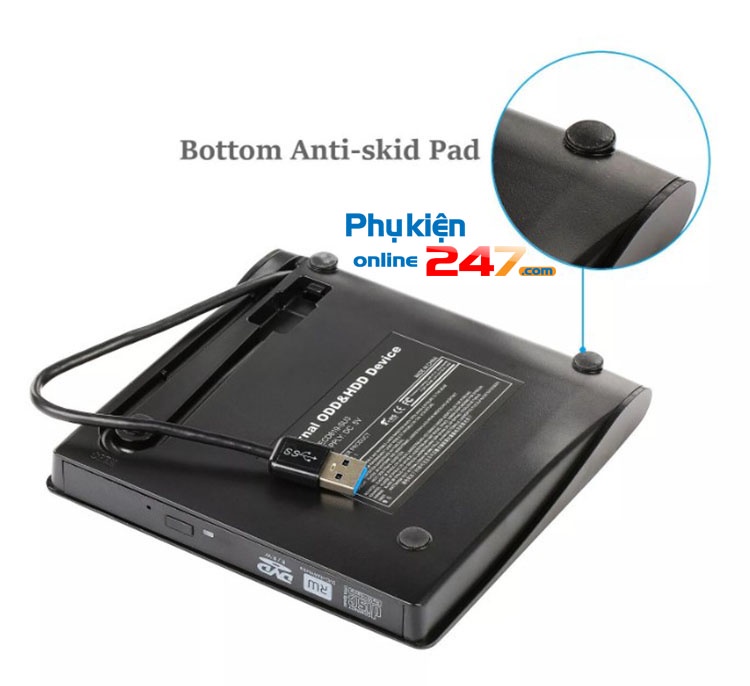 Ổ đọc ghi đĩa CD DVD rời gắn ngoài qua cổng USB 3.0 cho laptop, PC, máy ...