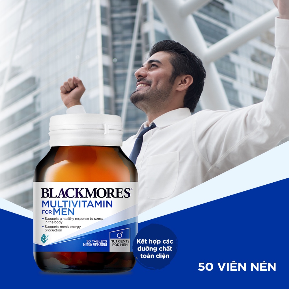 Mô tả Combo 2 Lọ Vitamin Tổng Hợp Hỗ Trợ Sức Khỏe Nam Giới Blackmores Multivitamin For Men 50 Viên/Lọ - 1