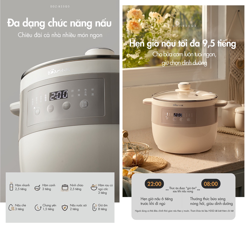 Mô tả Nồi nấu chậm đa năng 2.5L Bear DDZ-B25Q3 - Hàng Chính Hãng - 7