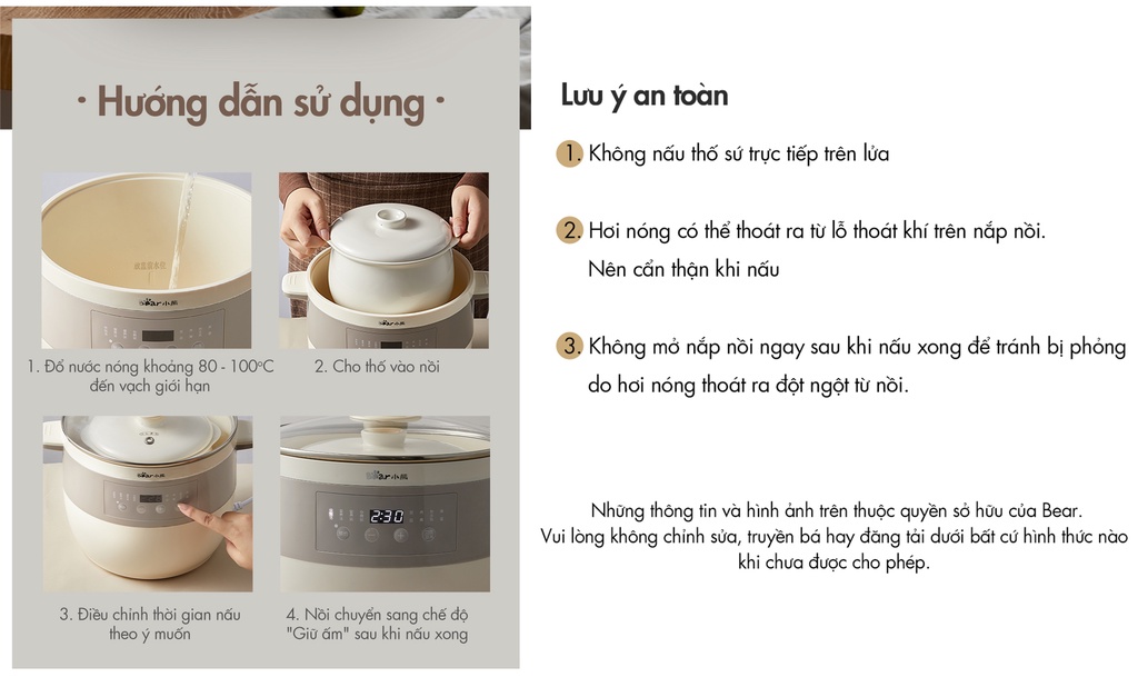 Mô tả Nồi nấu chậm đa năng 2.5L Bear DDZ-B25Q3 - Hàng Chính Hãng - 9
