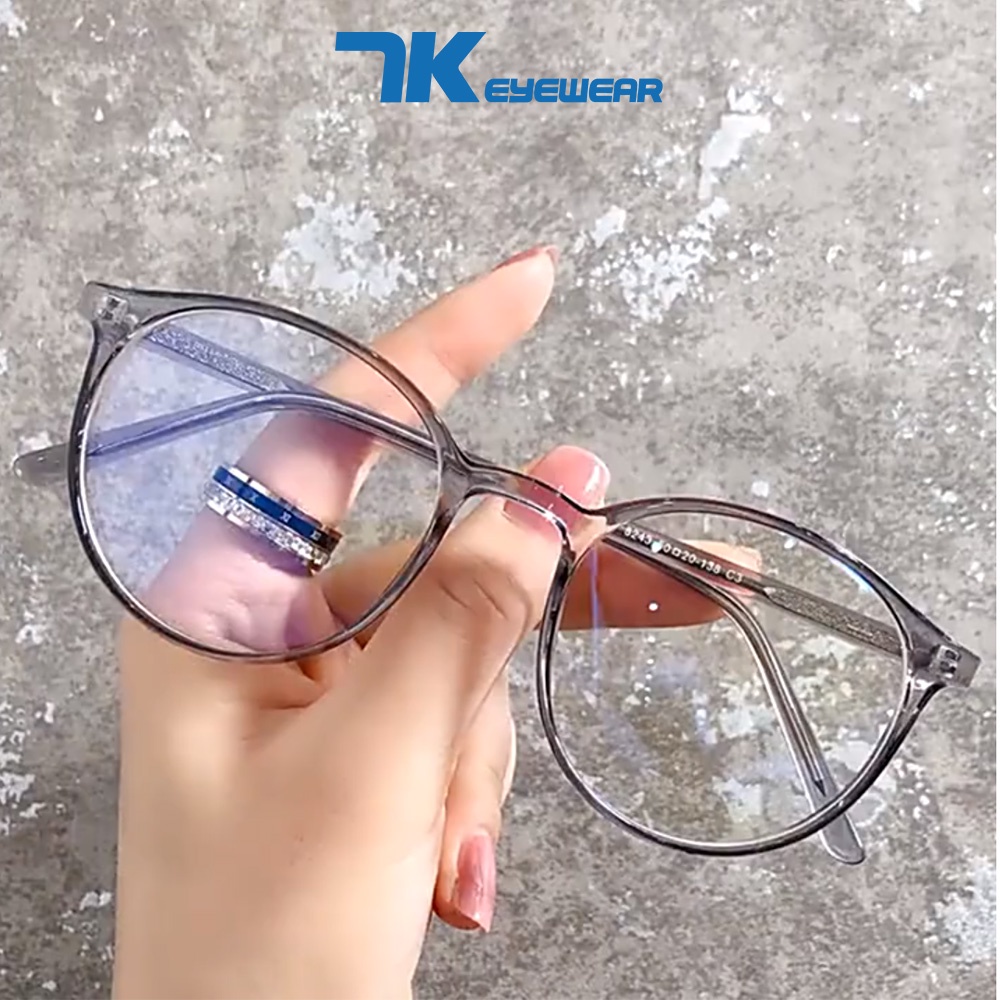 Mô tả Mắt kính cận tròn có sẵn độ 0 - 6 độ tròn nam nữ 7K8243 màu đen, xám, hồng. Tròng kính chống UB, ánh sáng xanh, đổi màu - 3