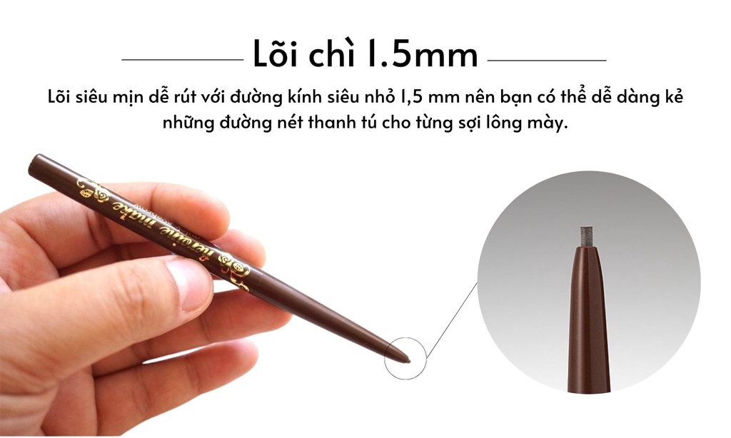 Mô tả Bút chì sáp kẻ lông mày Kissme lõi siêu mịn lâu trôi không thấm nước Kissme Heroine Make Quick Eyenrown 0.07g - 3