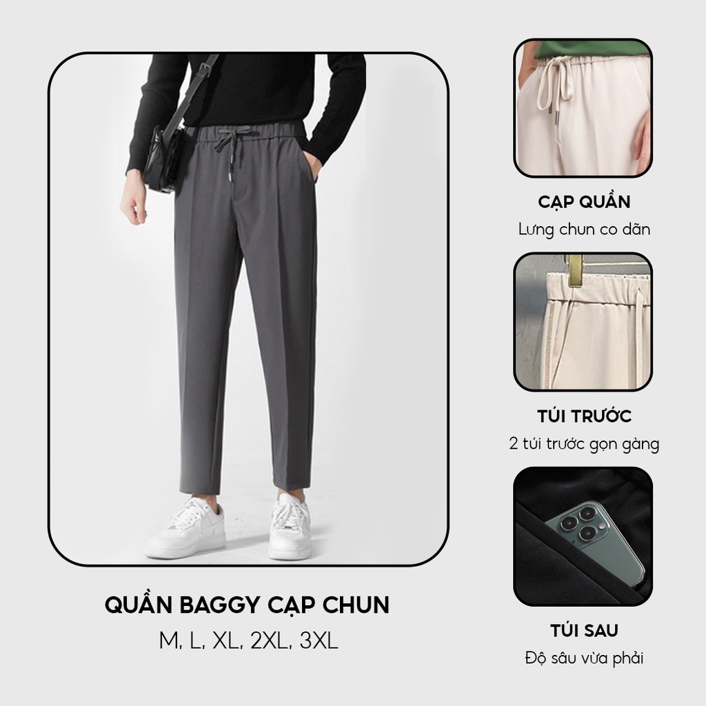 Mô tả Quần âu nam ống xuông cạp chun co giãn ELNIDO kiểu dáng hàn quốc - 4