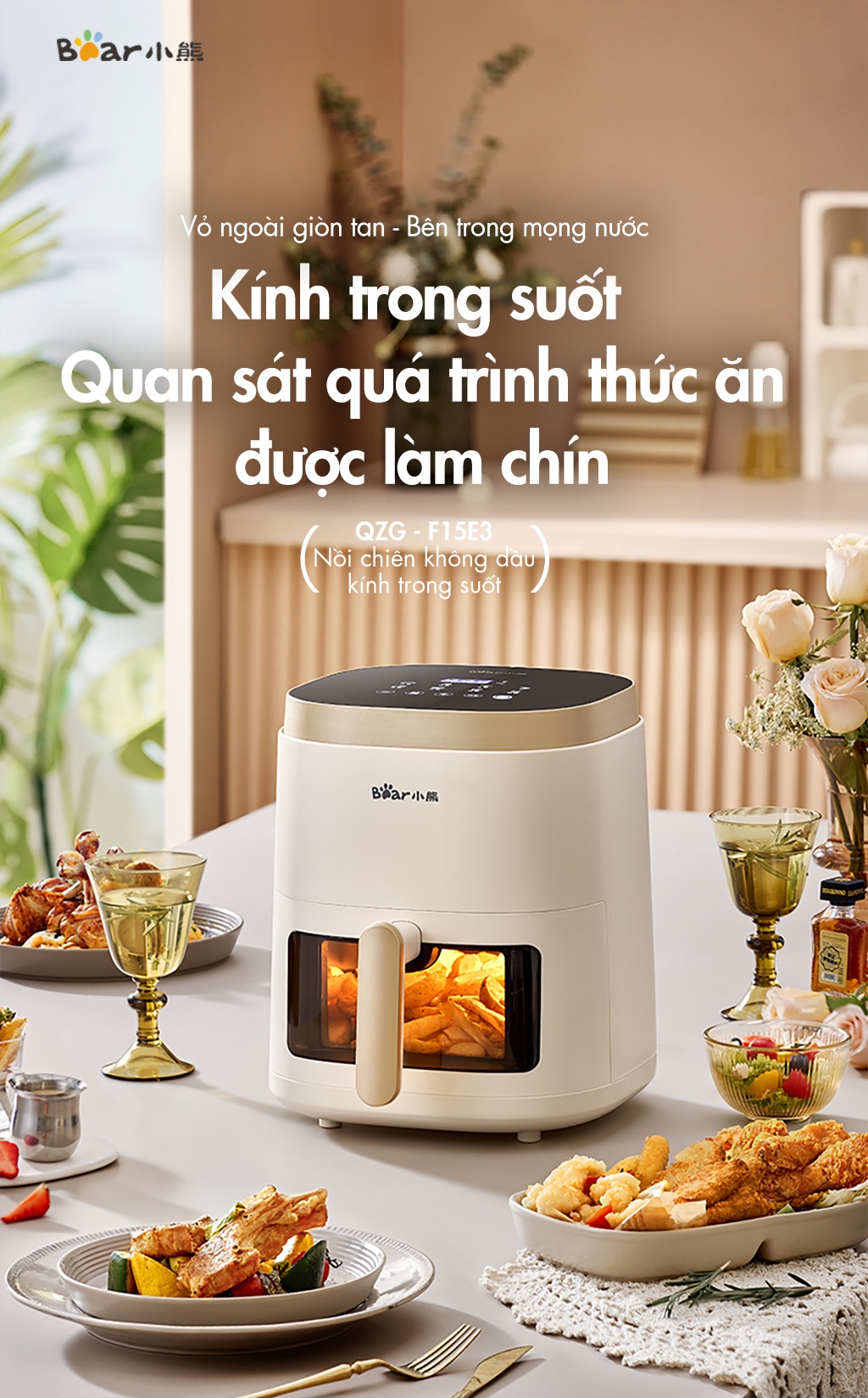 Mô tả Nồi chiên không dầu 5L Bear QZG-F15E3 - Hàng Chính Hãng - 1