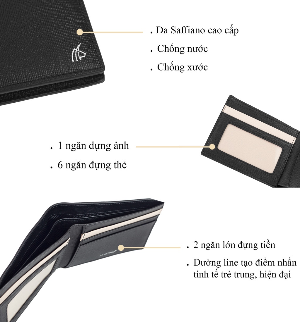 Mô tả Ví Nam Cao Cấp Da Saffiano Chống Xước, Chống Thấm Nước Chính Hãng Lavatino - WB28 - 3