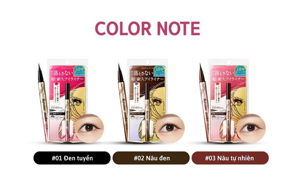 Mô tả Bút kẻ mắt nước Kissme bản cải tiến siêu bền Heroine Make Prime Liquid Eyeliner nét siêu mảnh 0.1mm - 1
