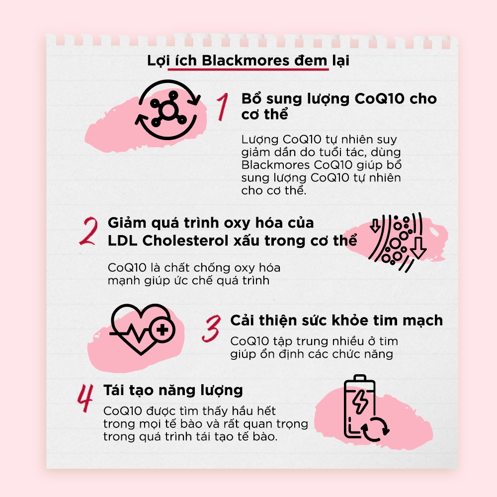 Mô tả Viên Uống Bổ Tim Hỗ Trợ Sức Khỏe Blackmores CoQ10 150mg Lọ 30 Viên - 3