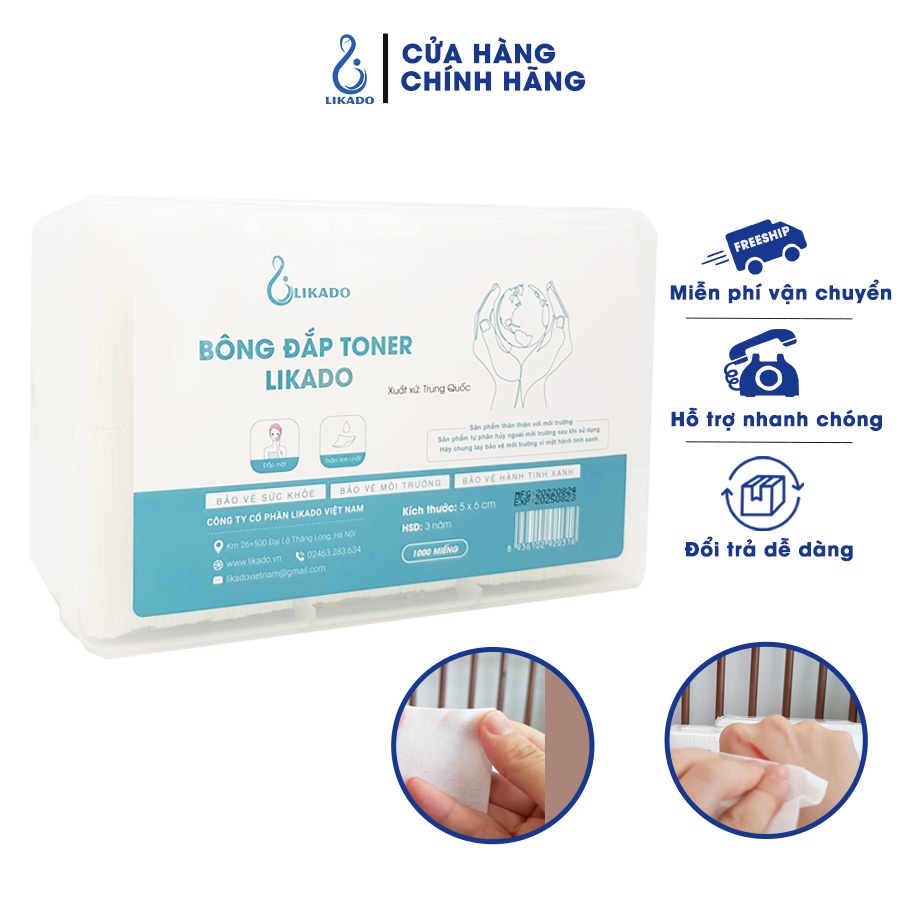 Mô tả Bông đắp toner lotion mask Likado 1000 miếng cotton mềm (1 hộp) - 1