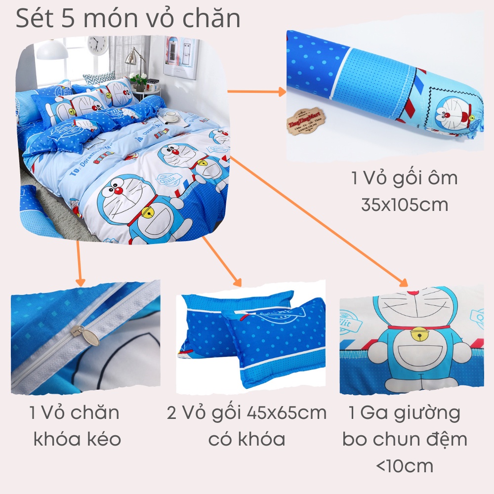 Mô tả Set 5 Món Vỏ Chăn Cao Cấp - Vỏ Chăn + Ga + Vỏ gối nằm + Vỏ gối ôm - Đủ mọi kích thước - 1