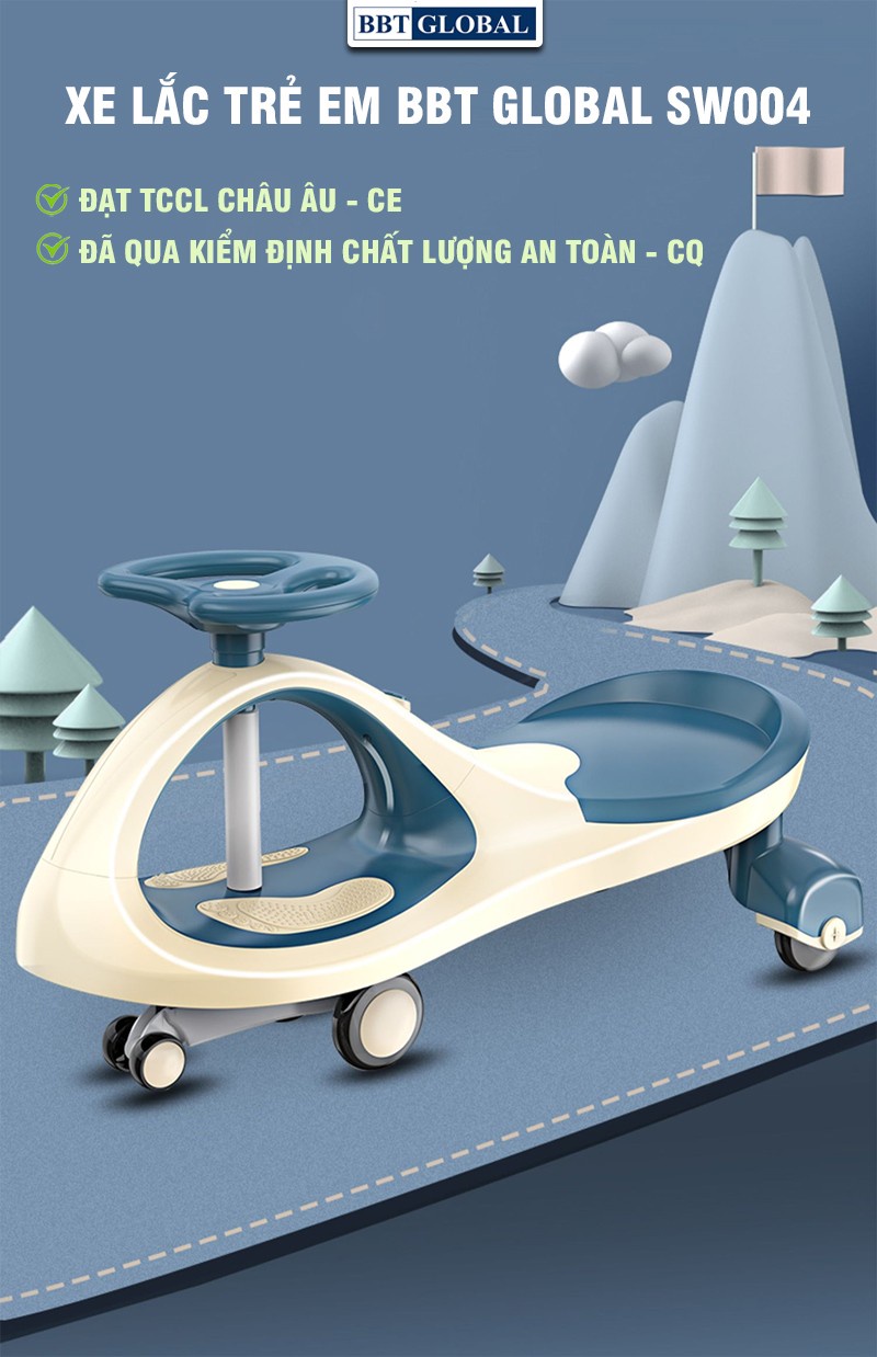 Mô tả Xe lắc cao cấp bánh cao su, có đèn và nhạc BBT GLOBAL SW004 - 2