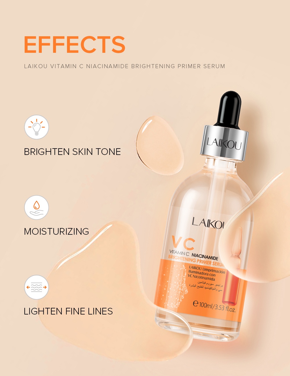 Mô tả Serum LAIKOU chứa vitamin C niacinamide làm sáng đều màu da 100ml - 4
