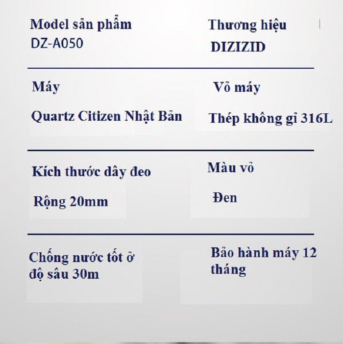 Đồng hồ DIZIZID dây thép lụa đen