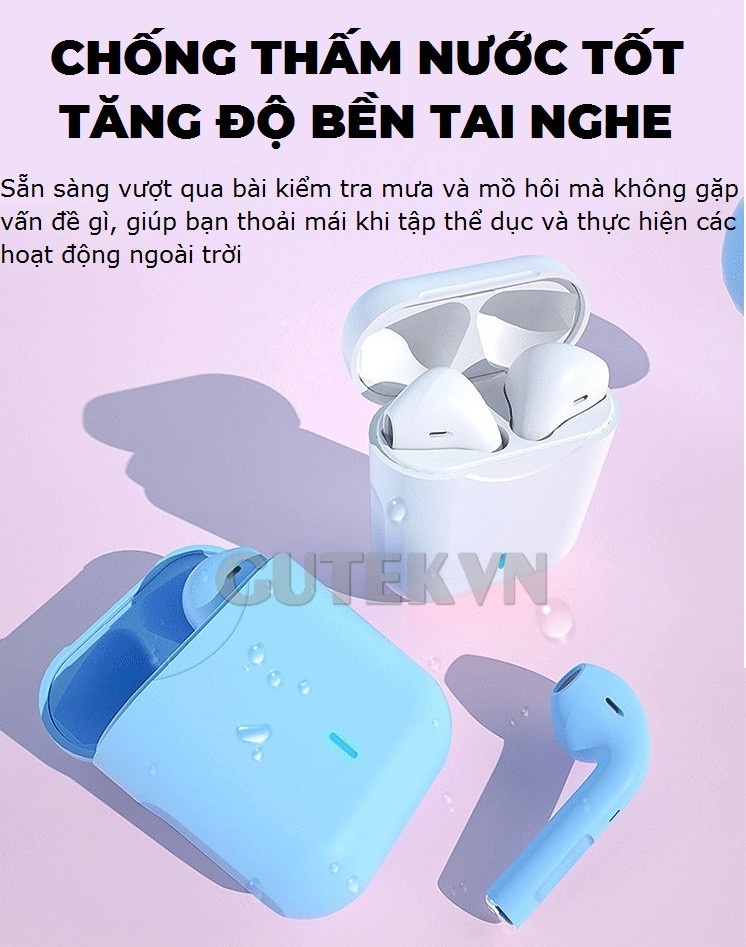Mô tả Tai nghe bluetooth không dây Gutek i12 Pro v5.0 nút cảm ứng có mic đàm thoại âm thanh HIFI - 5