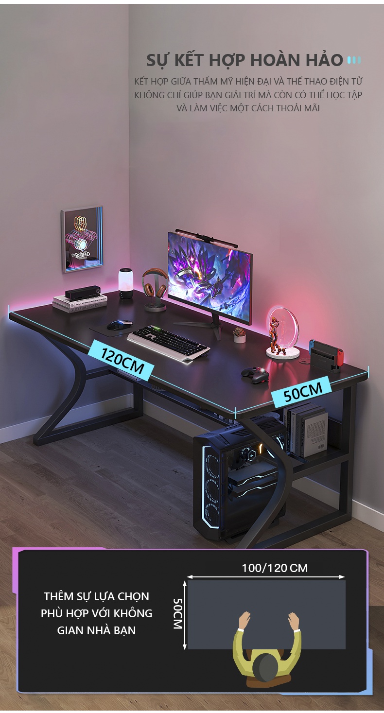 Mô tả Bàn gaming cao cấp khung thép chống ghỉ kích thước lớn sơn phủ tĩnh điện phong cách hiện đại thương hiệu IGA -GM67 - 2