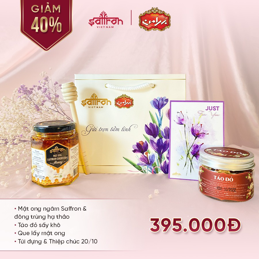 Mô tả Set quà tặng mật ong ngâm saffron Đông trùng hạ thảo Saffron Việt Nam - 1