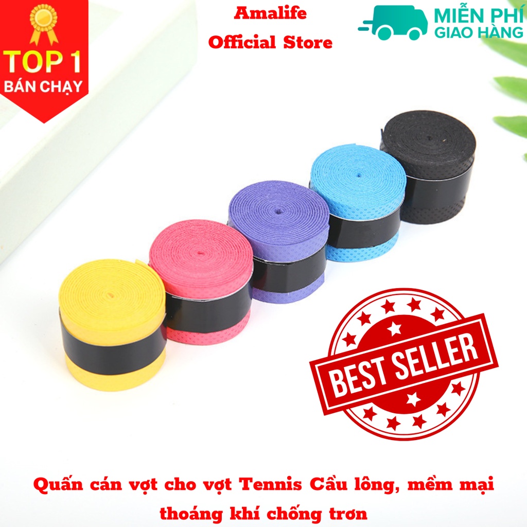 Mô tả Dây quấn cán vợt cầu lông tennis mềm mại thoáng khí chống trơn thoát mồ hôi, độ bám cao - Hàng Chính Hãng AMALIFE - 6