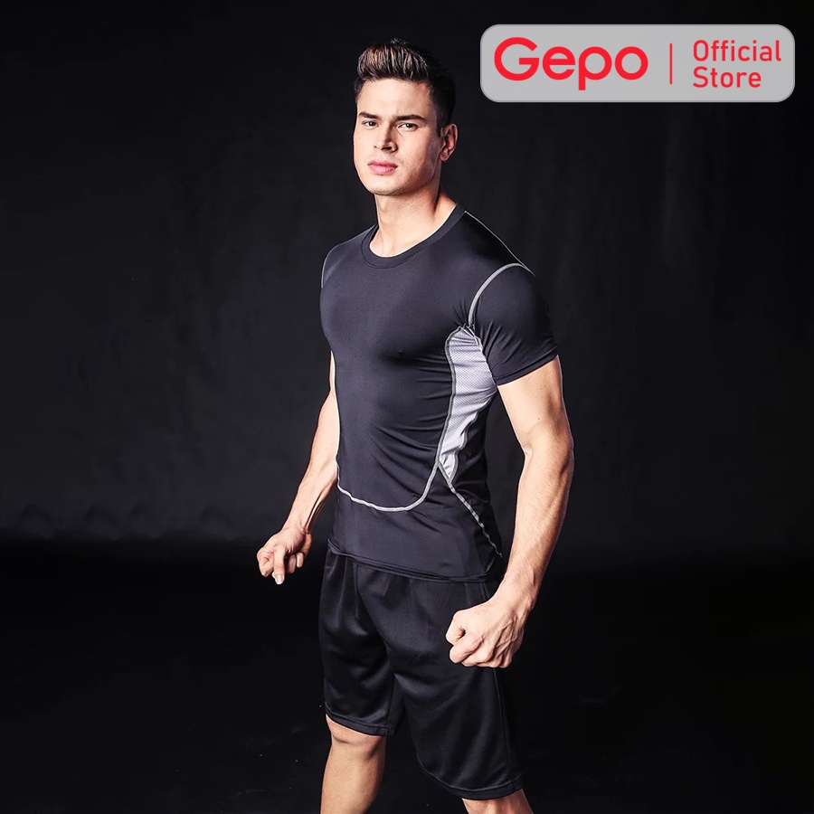Mô tả Áo Thể Thao Nam Cộc Tay Chuyên Tập Gym Chất Liệu Co Giãn Thấm Hút Mồ Hôi Ôm Body GEPO - 3