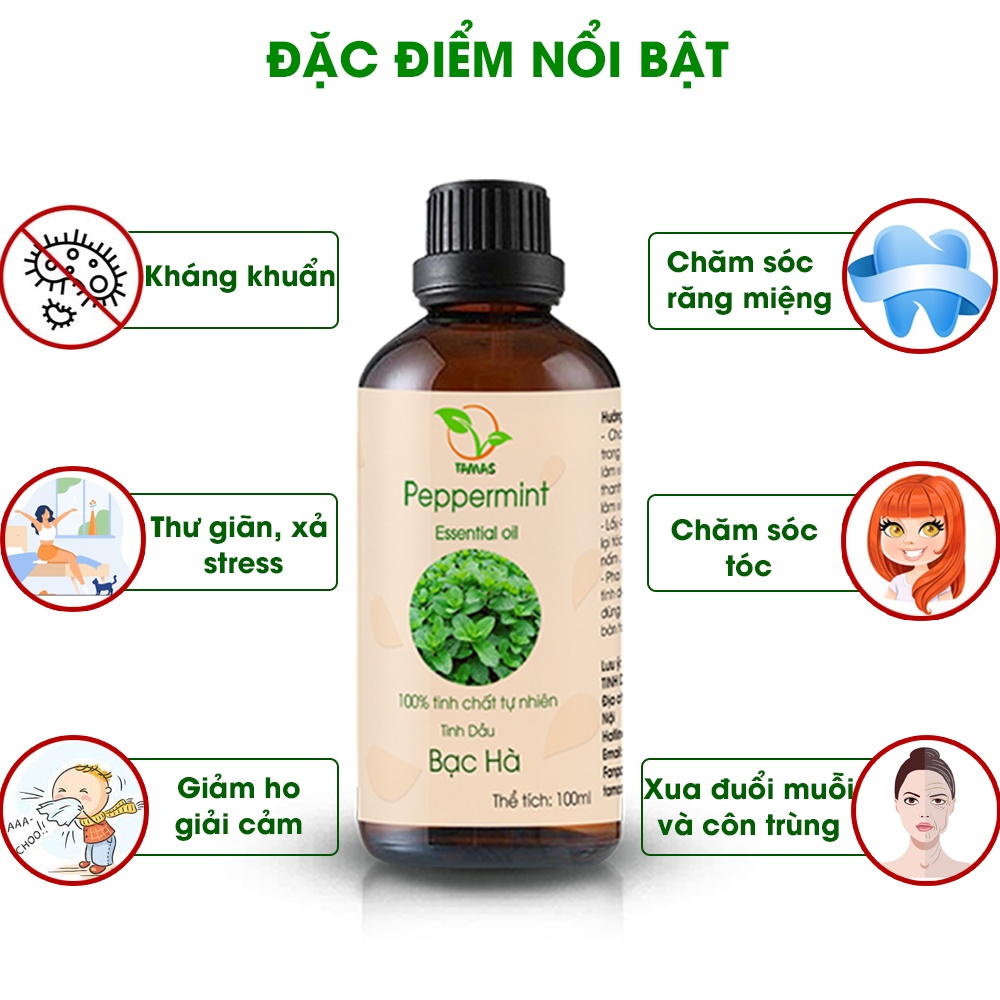 Mô tả Tinh dầu nguyên chất xông phòng đuổi muỗi TAMAS 100ml mùi tự chọn : Sả chanh, Quế, Cam, Bạc hà, Tràm gió, Oải hương,... - 2